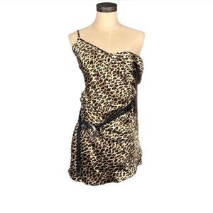 silky leopard print slip Dress